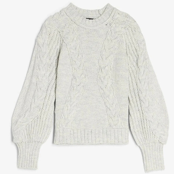 NWT EXPRESS Cable Knit Balloon Sleeve Sweater - Picture 4 of 7